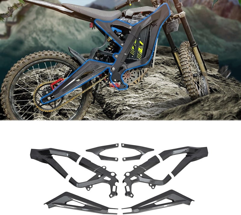 OICCTBF Frame Guards Kit,Carbon Fiber Pattern Body Frame Fairing Protective Cover Protector Guard Sticker Side Body Panel Side Spoiler Cowl Accessoires for Sur Ron Light Bee X LBX Segway X260 X160 - Image 1